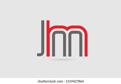 red grey alphabet letter logo combination JM J M for icon design. Suitable as a logotype for a company or business