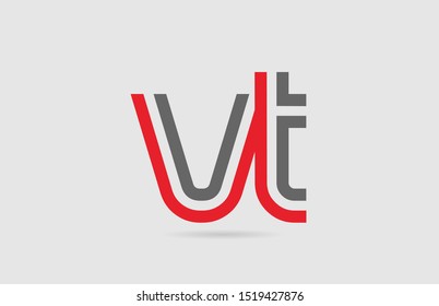 red grey alphabet letter logo combination VT V T for icon design. Suitable as a logotype for a company or business