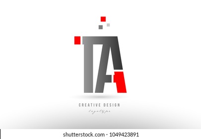 red grey alphabet letter ta t a logo combination design suitable for a company or business