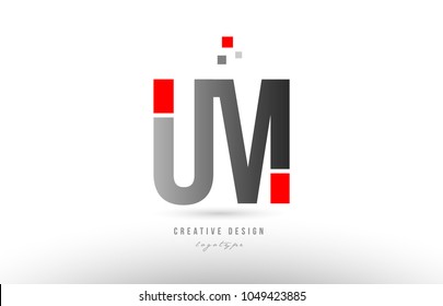 red grey alphabet letter um u m  logo combination design suitable for a company or business