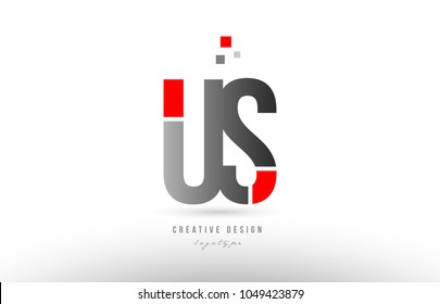 red grey alphabet letter us u s logo combination design suitable for a company or business