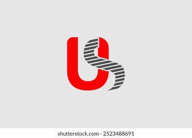 letra vermelha cinza alfabeto us u s logotipo combinação ícone design U e S