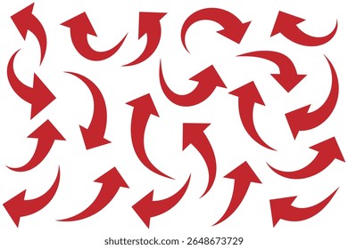 Conjunto de flechas rojas y grises. Flechas curvas. signo de flecha curva. Iconos de flecha curva. conjunto de flechas curvas.