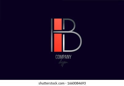 icono del logotipo de letra B gris roja con diseño de línea para empresa y negocio. Adecuado para un logotipo elegante