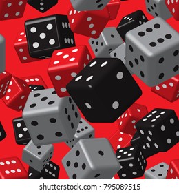 Red Grey Black Dice Seamless Pattern