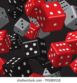 Red Grey Black Dice Seamless Pattern