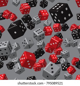 Red Grey Black Dice Seamless Pattern