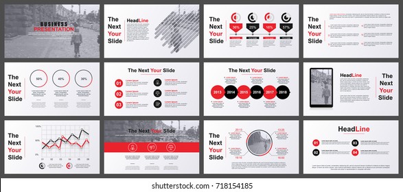 Red and grey business presentation slides templates from infographic elements. Can be used for presentation, flyer and leaflet, brochure, marketing, advertising, annual report, banner, booklet.