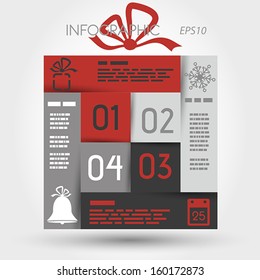 red and grey christmas infographic square with icons. infographic concept.