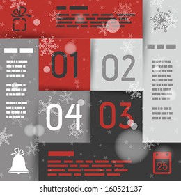 red and grey christmas infographic square with icons. infographic concept.