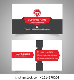 Red And Grey Color Corporate Business Card Design Template For Commercial Use