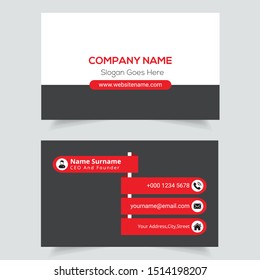 Red And Grey Color Corporate Business Card Design Template For Commercial Use