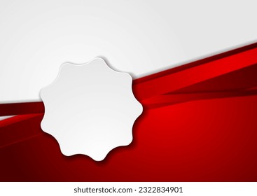 Red and grey corporate abstract backgroud with round label. Geometric vector design