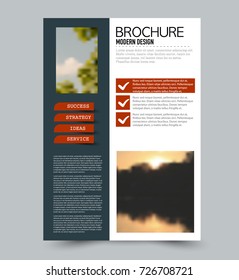 Red and grey flyer design template with built in images. Brochure for business, education, presentation, advertisement. Corporate identity style concept. Editable vector illustration.