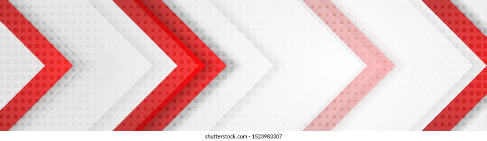 Red and grey geometric hi-tech arrows corporate banner design. Vector background