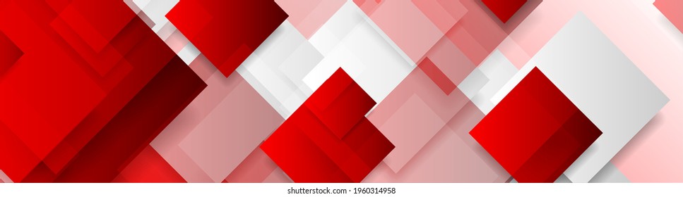Diseño abstracto de banners tecnológicos en cuadrados gloso y rojos. Fondo vector geométrico