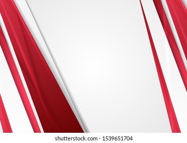 Red and grey glossy stripes abstract corporate background. Geometrical modern vector design