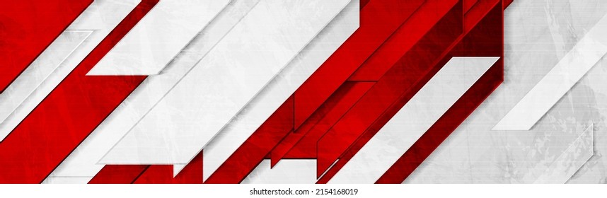 Red grey grunge geometric tech abstract background. Vector banner design