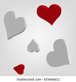 Red and grey heart 3D. Vector.