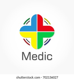 red grey heart shape with medical cross logo vector with wings and oval frame