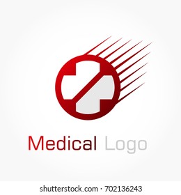 red grey heart shape with medical cross logo vector with wings and oval frame