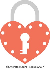 A red and grey heart shaped padlock
