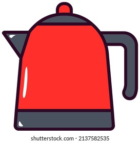 Red and grey kettle vector with white bachground