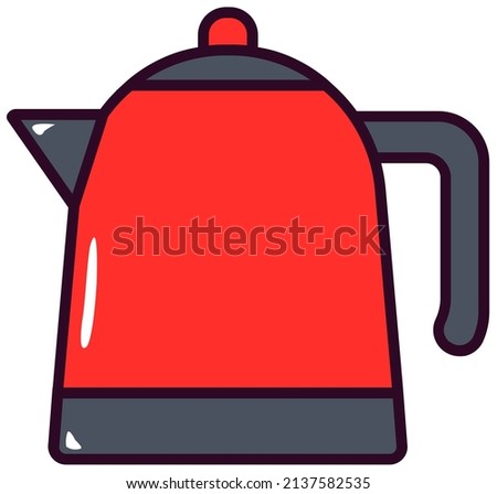 Red and grey kettle vector with white bachground