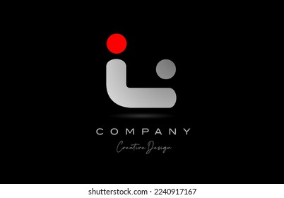 red grey L alphabet letter logo icon design with dot. Creative polygon template for company and business