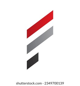 Red and Grey Letter F Icon with Diagonal Stripes on a White Background