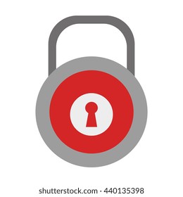 red and grey lock icon with red key space over isolated background,vector illustration
