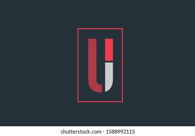 red grey logo U alphabet letter design icon for company. Suitable as a business logotype 