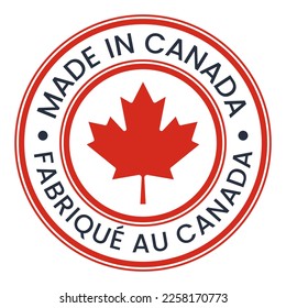 Red and Grey Made In Canada stamp sticker vector illustration