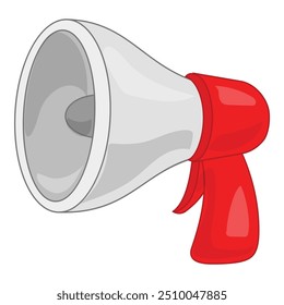 Red and grey megaphone making an announcement on a white background