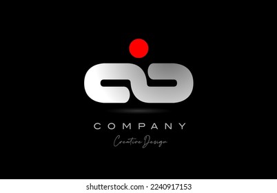 diseño de icono del logotipo de la letra O gris roja con punto. Plantilla de polígono creativo para empresas y negocios