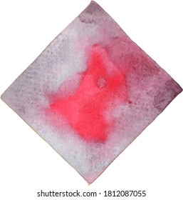 Red and grey on rectangle frame watercolor hand painting for decoration on Autumn season events.