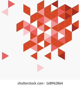 Red, grey and pink triangle geometric mosaic vector background. Illustration with empty space for text. Flat surface woven zigzag modern print design for card document template.