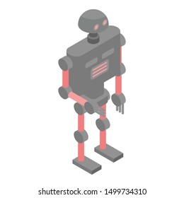 Red grey robot icon. Isometric of red grey robot vector icon for web design isolated on white background