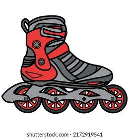 Red and grey roller skate