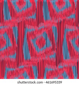 Red and grey seamless Ikat Pattern with a geometrical ornament. Abstract  background for textile design, wallpaper, surface textures, wrapping paper.