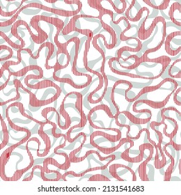 Red and grey seamless vector pattern with curves .abstact waves colorfull seamless pattern, wavy ornament on white background.