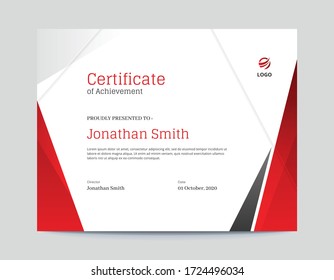 Red And Grey Shapes Certificate Design