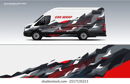 Red and grey Sporty van racing car wrap design livery