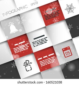 red and grey square christmas infographic background. infographic concept.