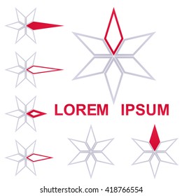 Red and grey star logo symbol design template set.