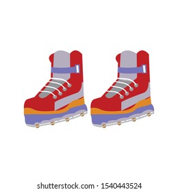 Red and grey strap on ice skates