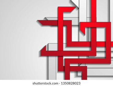 Red and grey stripes abstract technology background. Vector design