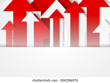 Red and grey tech abstract background with arrows. Vector graphic modern design illustration