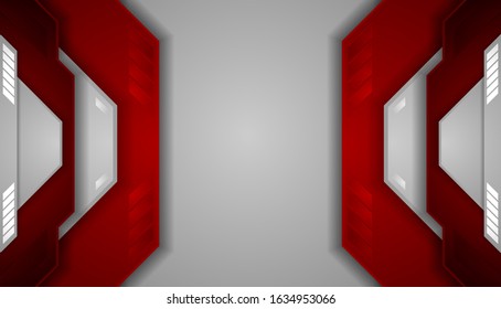 Red grey tech corporate geometric abstract background. Vector design