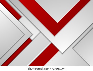 Red and grey tech corporate material background. Geometrical vector design